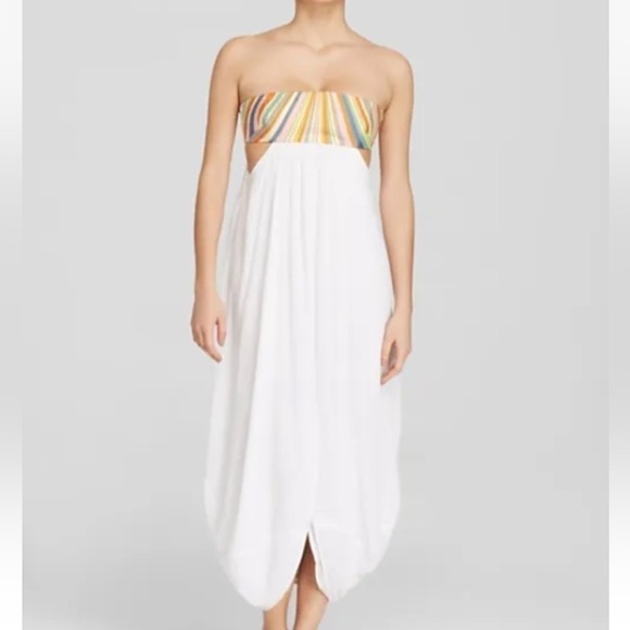 Mara Hoffman Embroidered Strapless Maxi Dress in White - Picture 3 of 11